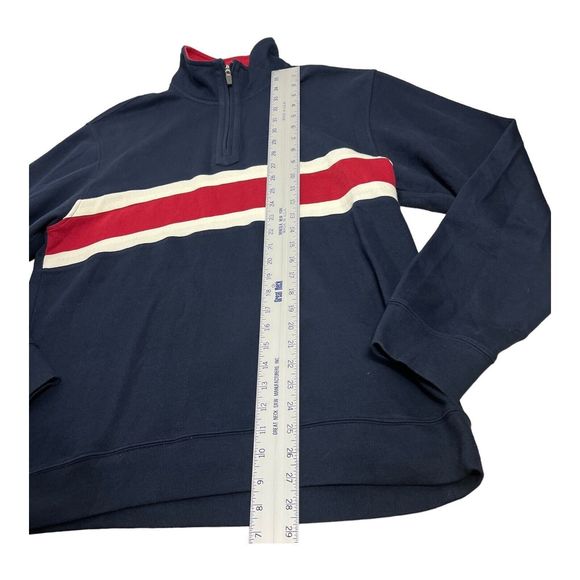 IZOD Sweater Mens L Red White Blue Pullover 1/4 Zip Preppy USA Classic Americana - Picture 2 of 8